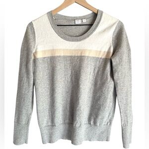 ❤️GAP Scoopneck Sweater Gray White Beige Stripe S